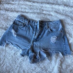 Forever 21 Light Blue Distressed Jean Shorts